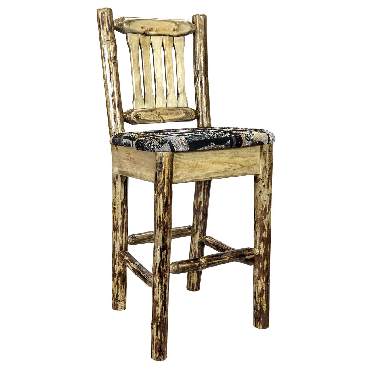 Montana Glacier Country Collection MWGCBSWNRWOOD24 Barstool With Back front right view