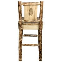 Thumbnail for Montana Glacier Country MWGCBSWNRLZPINE Barstool With Back and Laser Engraved Pine Tree Design