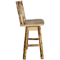 Thumbnail for montana woodworks glacier country collection barstool with back and swivel with laser engraved design mwgcbswsnrlz side